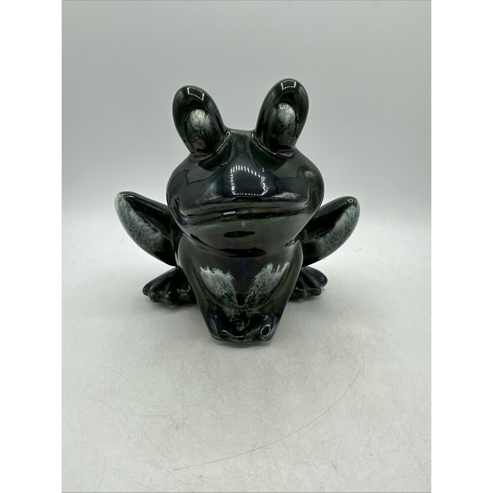 Vintage Frog Planter HULL Pottery Green Drip Large Ceramic F70